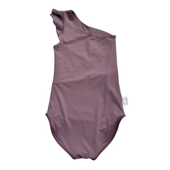 TIGER FRIDAY Women’s One-Shoulder Ruffle Dance Leotard Mauve BONUS Cover Top XS - Picture 3 of 15